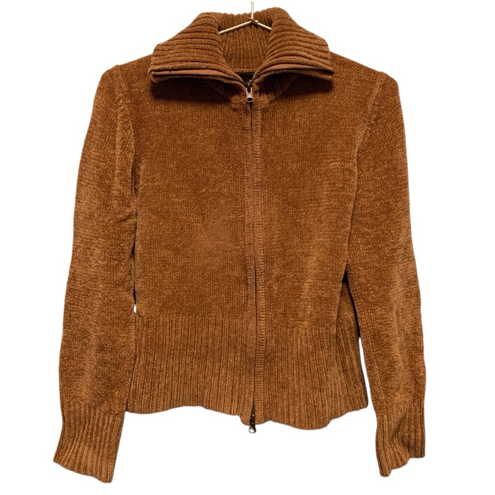 5for20 Coolwear caramel brown knit high neck collared zip up sweater